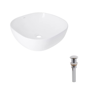 Раковина накладная Qtap Kolibri400x400x140 мм, White, квадратная + Донный клапан Pop-up PU02 Раковина накладная Qtap Kolibri400x400x140 мм, White, квадратная + Донный клапан Pop-up PU02