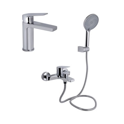 Акционный набор Qtap: Stenava New Смеситель для раковины QTSTE270CRM45535 Chrome + Stenava New Смеситель для ванны QTSTE259CRM45537 Chrome