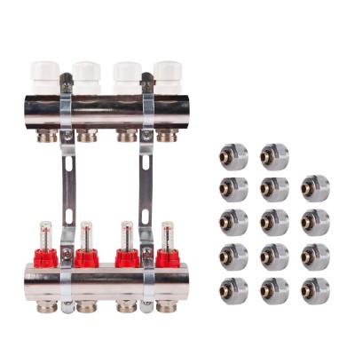 Коллектор с расходомерами 1"х7  SD235W7 + SD Евроконус 3/4'' 16 х 2мм  SD346