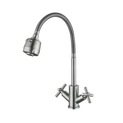 Смеситель для кухни Lidz Wind 13R-SFS, U- образный гибкий, букса керамическая