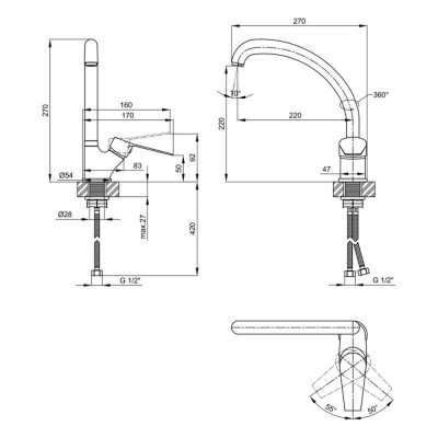 Смеситель для кухни Wal 279WT-227-00KB