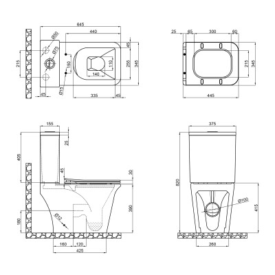 Чаша унитаза Qtap Kalao QT08221213AW1 (без бачка, без сиденья)