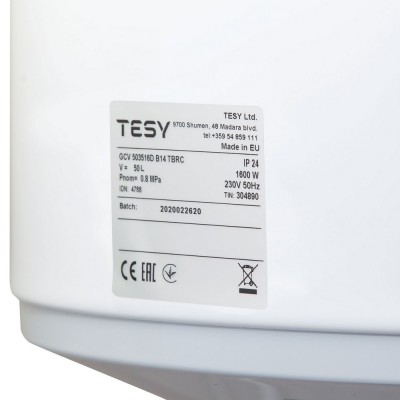 Водонагреватель Tesy Anticalc Slim 50 л, сухой ТЭН 2х0,8 кВт (GCV503516DB14TBRC) 304890 Водонагреватель Tesy Anticalc Slim 50 л, сухой ТЭН 2х0,8 кВт (GCV503516DB14TBRC) 304890