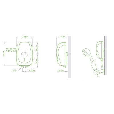 Проточный водонагреватель Tesy с душевой лейкой 5,0 кВт (IWH50X02BAH) 301658
