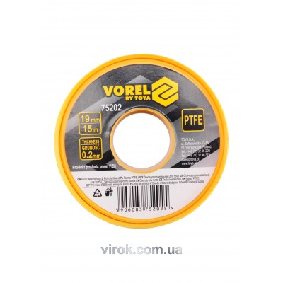 Фум-лента тефлоновая VOREL 19 x 0.2 x 15 м