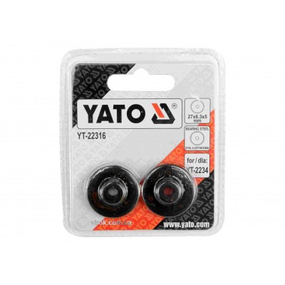Ролики для трубореза YT-2234 YATO 27 х 6.3 x 5 мм 2 шт Ролики для трубореза YT-2234 YATO 27 х 6.3 x 5 мм 2 шт