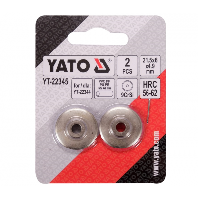 Резцы дисковые YATO Ø= 21,5/6 мм, t= 4,9 мм к труборезу YT-22344, 2 шт.