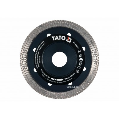 Диск отрезной алмазный по керамограниту, стеклу, керамике для мокрой и сухой резки YATO 115 x 1.6 x 10 x 22.2 мм
