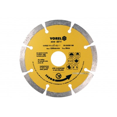 Диск отрезной алмазный VOREL "SEGMENT" Ø=115 мм Диск отрезной алмазный VOREL "SEGMENT" Ø=115 мм