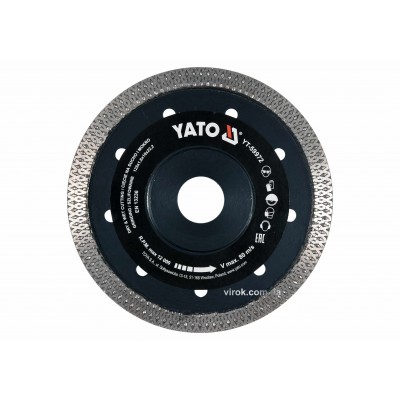 Диск отрезной алмазный по керамограниту, стеклу, керамике для мокрой и сухой резки YATO 125 x 1.6 x 10 x 22.2 мм
