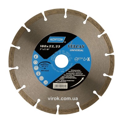 Диск алмазний VULCAN UNI сегментний: Ø= 180/ 22.23 мм