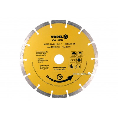 Диск отрезной алмазный VOREL "SEGMENT" Ø=180 мм Диск отрезной алмазный VOREL "SEGMENT" Ø=180 мм