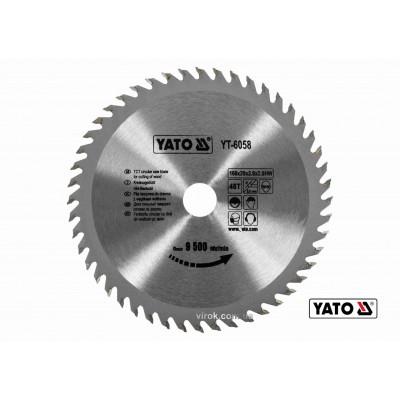 Диск пильный по дереву YATO 160 x 20 x 2.8 x 2 мм 48 зубцов R.P.M до 9500 1/мин Диск пильный по дереву YATO 160 x 20 x 2.8 x 2 мм 48 зубцов R.P.M до 9500 1/мин