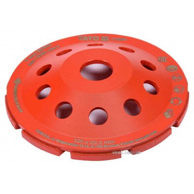 Круг шлифовальный алмазный YATO 125 х 22.2 мм 12200 об/мин M14