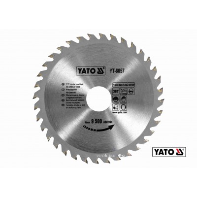 Диск пильный по дереву YATO 160 х 30 х 2.8 х 2 мм 36 зубцов R.P.M до 9500 1/мин Диск пильный по дереву YATO 160 х 30 х 2.8 х 2 мм 36 зубцов R.P.M до 9500 1/мин