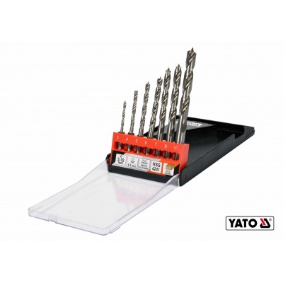 Набор сверл по дереву спиральных YATO Ø3-4-5-6-7-8-10 мм HEX 1/4" HSS 4241 7 шт
