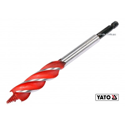 Сверло по дереву YATO 18 x 165 мм HEX- 1/4" HRC 40-45 с 4 режущими кромкам Сверло по дереву YATO 18 x 165 мм HEX- 1/4" HRC 40-45 с 4 режущими кромкам