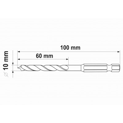 Сверло по дереву спиральное YATO Ø10 x 100/60 мм HEX 1/4" HSS 4241 Сверло по дереву спиральное YATO Ø10 x 100/60 мм HEX 1/4" HSS 4241