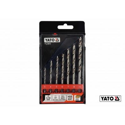 Набор сверл по дереву спиральных YATO Ø3-4-5-6-7-8-10 мм HEX 1/4" HSS 4241 7 шт
