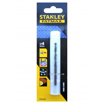 Сверло скоростное по металлу, дереву, пластику STANLEY 4 мм