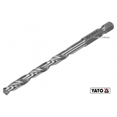 Сверло по металлу YATO 5.5 x 93/57 мм HEX-1/4" HSS 6542 для нержавеющей конструктивной легированной стали