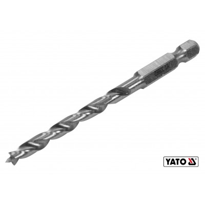 Сверло по дереву спиральное YATO Ø5 x 85/50 мм HEX 1/4" HSS 4241 Сверло по дереву спиральное YATO Ø5 x 85/50 мм HEX 1/4" HSS 4241