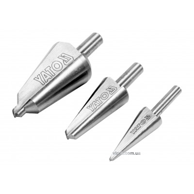 Сверла конусные по металлу и ПВХ YATO 3-14 мм 8-20 мм 16-30 мм HSS 4241 3 шт