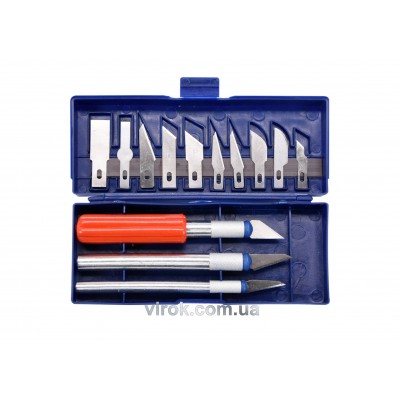 Набор ножей для резьбы по дереву VOREL 3 ножа + 13 лезвий Набор ножей для резьбы по дереву VOREL 3 ножа + 13 лезвий