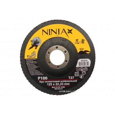 Круг лепестковый шлифовальный NINJA TM VIROK Т27 125х22 мм Р100