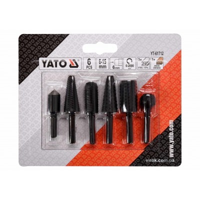 Набор фрез разной формы по металлу и дереву YATO со шпинделем 6 мм 6 шт