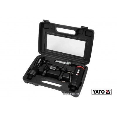 Набор пневматических инструментов: трещотка, шлифмашинки угловая и прямая YATO 1/2" 6.3 бар 113 л/мин + кейс Набор пневматических инструментов: трещотка, шлифмашинки угловая и прямая YATO 1/2" 6.3 бар 113 л/мин + кейс