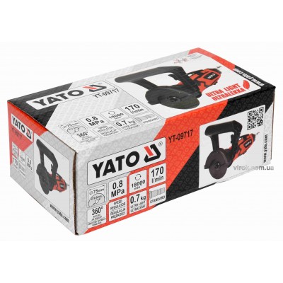 Резак пневматический YATO 1/4" 75 x 9.5 мм 18000 об/мин 170 л/мин Резак пневматический YATO 1/4" 75 x 9.5 мм 18000 об/мин 170 л/мин