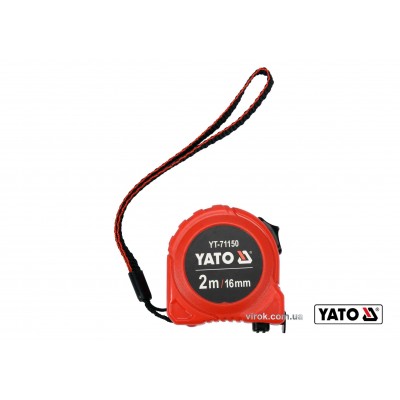 Рулетка YATO 2 м x 16 мм со стальной лентой и нейлоновым покрытием и двойной блокировкой