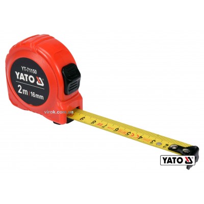 Рулетка YATO 2 м x 16 мм со стальной лентой и нейлоновым покрытием и двойной блокировкой Рулетка YATO 2 м x 16 мм со стальной лентой и нейлоновым покрытием и двойной блокировкой