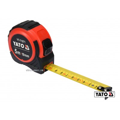 Рулетка YATO 5 м x 19 мм со стальной лентой и нейлоновым покрытием Рулетка YATO 5 м x 19 мм со стальной лентой и нейлоновым покрытием