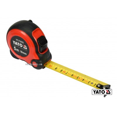 Рулетка YATO 5 м x 19 мм со стальной лентой и нейлоновым покрытием и двойной блокировкой Рулетка YATO 5 м x 19 мм со стальной лентой и нейлоновым покрытием и двойной блокировкой