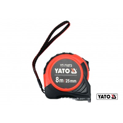 Рулетка YATO 8 м x 25 мм со стальной лентой и нейлоновым покрытием