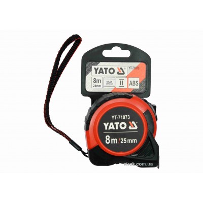 Рулетка YATO 8 м x 25 мм со стальной лентой и нейлоновым покрытием