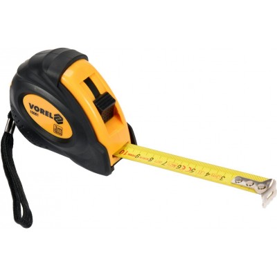 Рулетка з метричною шкалою VOREL : l= 5 м, w= 19 мм, 2 фіксатори Рулетка з метричною шкалою VOREL : l= 5 м, w= 19 мм, 2 фіксатори