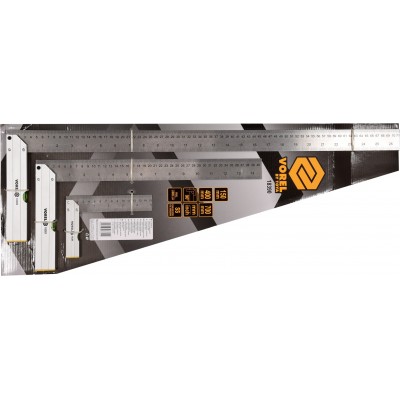 Уголки с уровнем VOREL 150/400/700 мм, метрическая и дюймовая шкалы, алюминий + сталь, 3 шт.