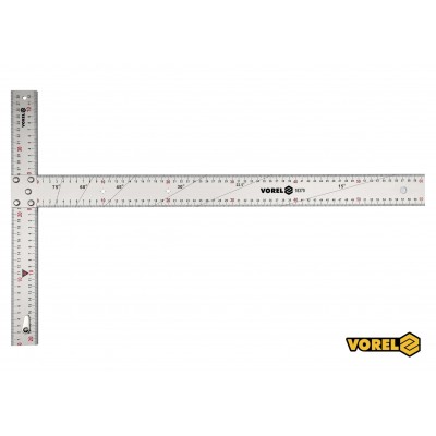 Угольник алюминиевый VOREL 600 х 390 мм с разметкой углов 15-75° Угольник алюминиевый VOREL 600 х 390 мм с разметкой углов 15-75°