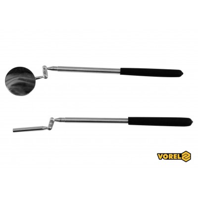 Зеркало обзорное и магнитный держатель с телескопическими ручками VOREL Ø54 x 320-520/315-510 мм 2 шт Зеркало обзорное и магнитный держатель с телескопическими ручками VOREL Ø54 x 320-520/315-510 мм 2 шт