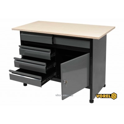 Стол для мастерской VOREL 1160 х 600 х 840 мм 5 ящиков с лакированной жести 0.8-1 мм