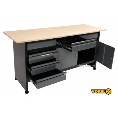 Стол для мастерской VOREL 1700 х 600 х 840 мм 6 ящиков с лакированной жести 0.8-1 мм