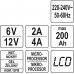 Зарядний прилад мережевий з LCD дисплеєм 230В YATO до акумуляторів 6V-2А 12V-4А, макс. 240 AГод