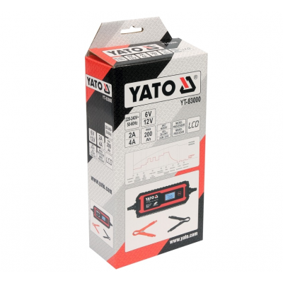 Зарядний прилад мережевий з LCD дисплеєм 230В YATO до акумуляторів 6V-2А 12V-4А, макс. 240 AГод