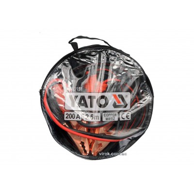 Пусковые провода для аккумулятора YATO 200 A 2.5 м 2 шт