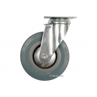 Колесо для тележки резиновое с вращающейся опорой VOREL Ø125 x 27 x 161 мм 50 кг