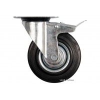 Колесо для тележки с вращающейся опорой и тормозом VOREL Ø125 x 34 x 155 мм 100 кг Колесо для тележки с вращающейся опорой и тормозом VOREL Ø125 x 34 x 155 мм 100 кг