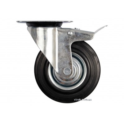 Колесо для тележки с вращающейся опорой и тормозом VOREL Ø125 x 34 x 155 мм 100 кг